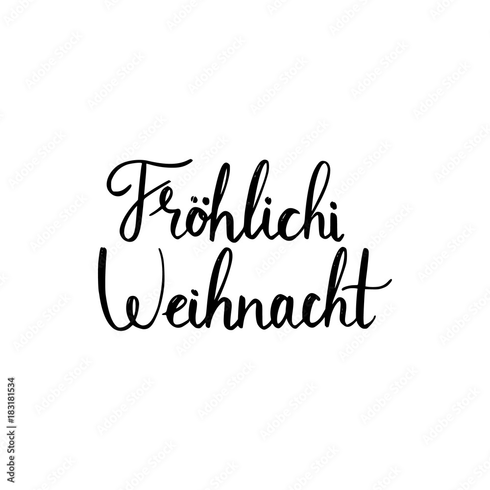 Merry Christmas brush lettering on German  