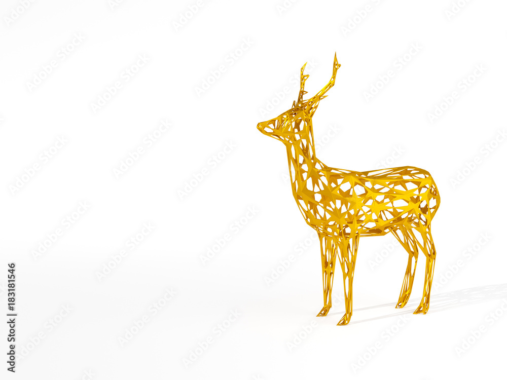 3d illustration rendering of golden deer Stock Illustration | Adobe Stock