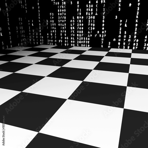 3d illustration rendering of black and white chessboard