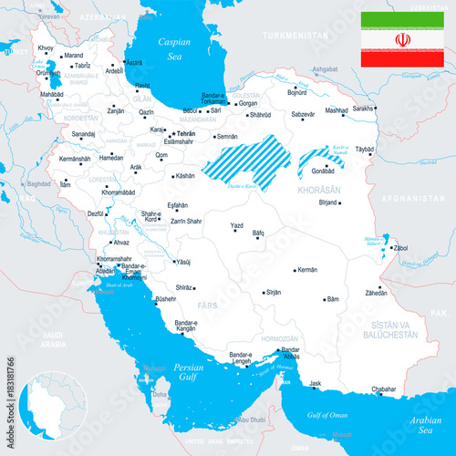Iran Map - detailed vector illustration