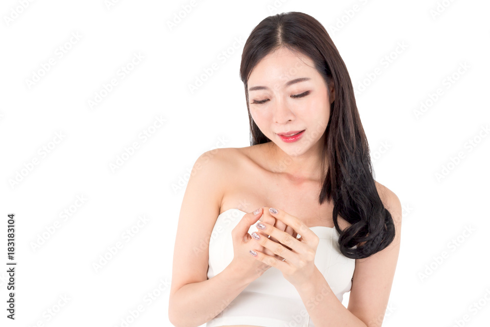 Beautiful woman beauty health care.beauty and spa.perfect fresh skin isolated on white background Beautiful woman beauty health care.beauty and spa.perfect fresh skin isolated on white background