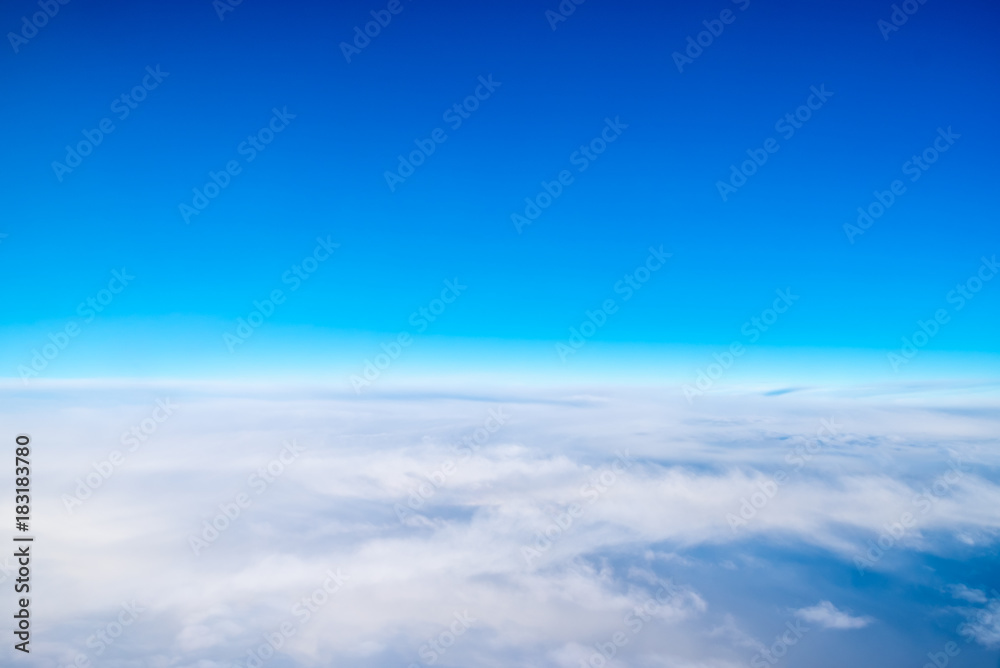 Blue sky and Cloud (cirrocumulus)Top view from airplane window,Nature background