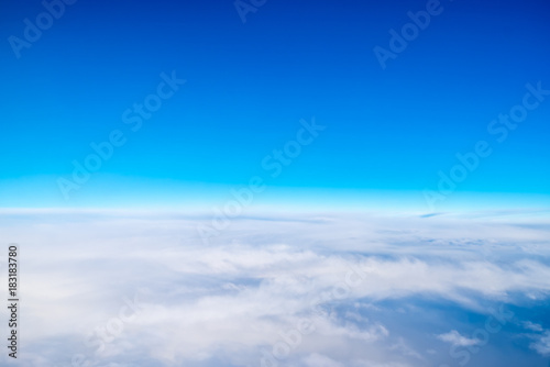 Blue sky and Cloud (cirrocumulus)Top view from airplane window,Nature background © weedezign