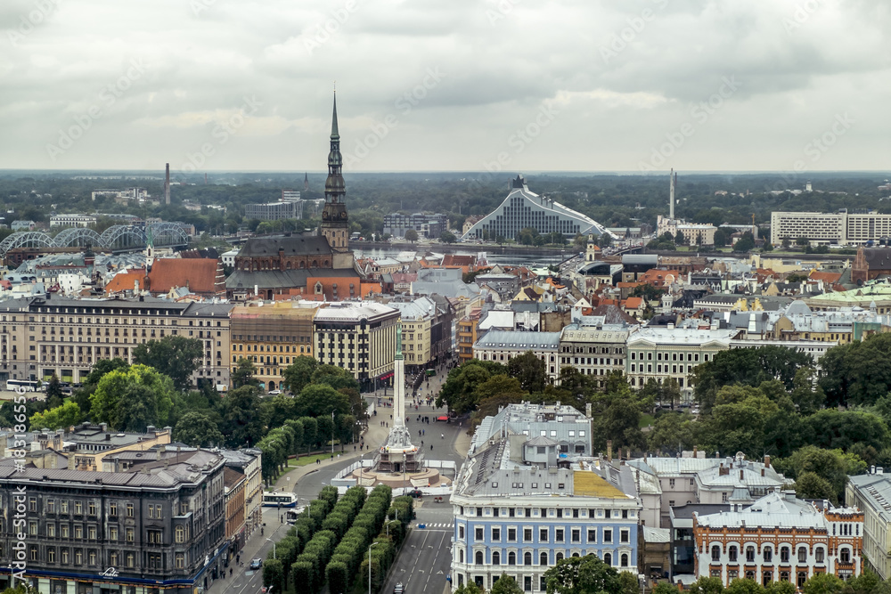 The view from the heights of the historic centre of Riga in Latvia