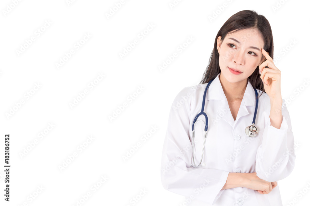 Portrait of medical female doctor isolated on white background Portrait of medical female doctor isolated on white background