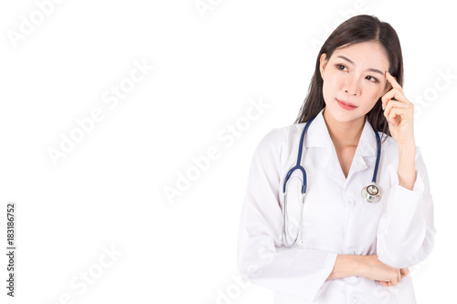 Portrait of medical female doctor isolated on white background