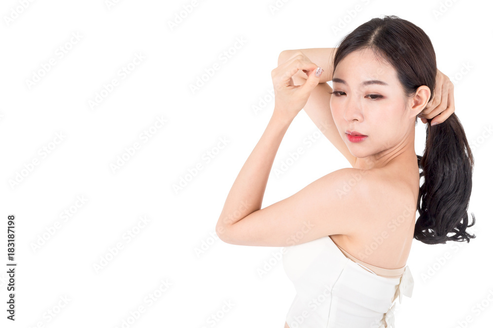 Beautiful woman beauty health care.beauty and spa.perfect fresh skin isolated on white background Beautiful woman beauty health care.beauty and spa.perfect fresh skin isolated on white background