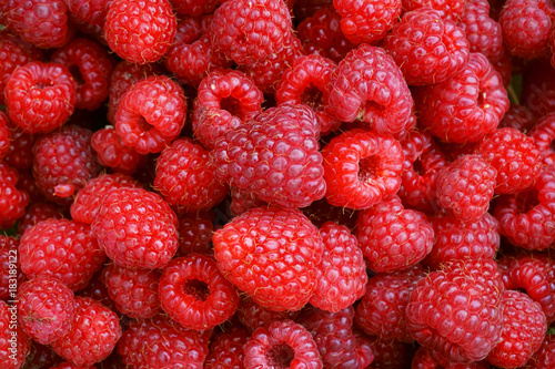 Close up of rasperries