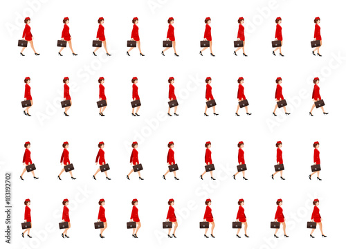 Fotografie Business girl walk cycle animation sprite sheet,  Women walk cycle, Animation Fr