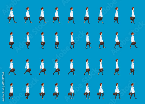 Business girl walk cycle animation sprite sheet,  Women walk cycle, Animation Frames photo