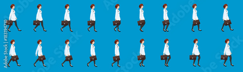 Obraz na plátně Business girl walk cycle animation sprite sheet,  Women walk cycle, Animation Fr