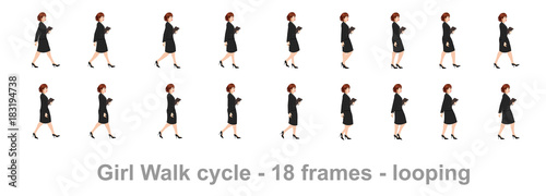 Business girl walk cycle animation sprite sheet, Women walk cycle, Animation Frames