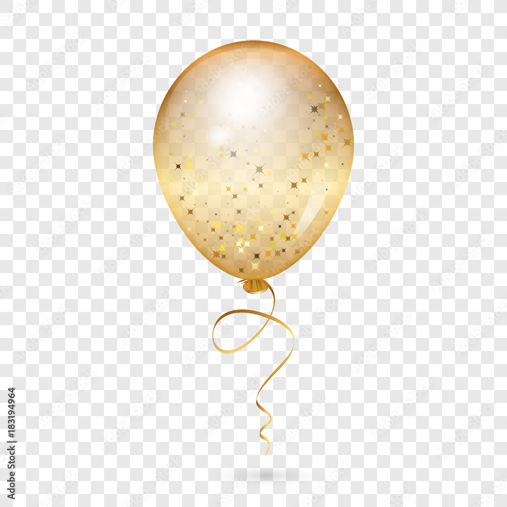 Balloon - Vector illustration of gold shiny balloon - transparent  background Stock Vector | Adobe Stock