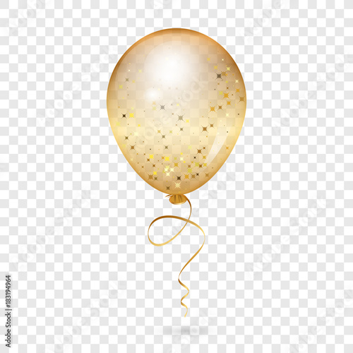 Fotografia Balloon - Vector illustration of gold shiny balloon - transparent background