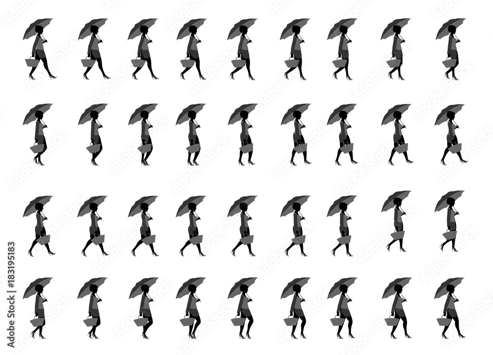 shopping girl walk cycle, Animation sprite sheet, sprites, Loop ...