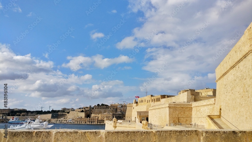 A view from Fort St. Angelo to the city of Valletta