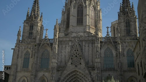 Barcelona Cathedral, Barri Gothic Quarter - Busy City Scenic on May 10th 2017 in Barcelona Spain photo