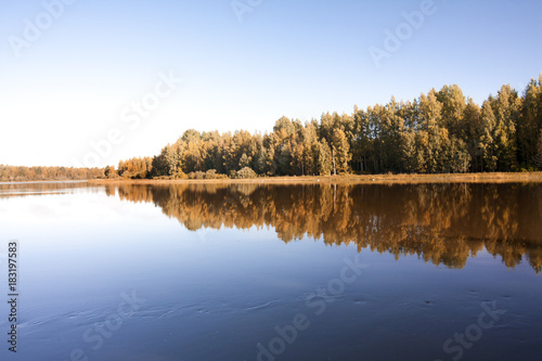 Calm and beautiful Kymijoki river in Finland. photo