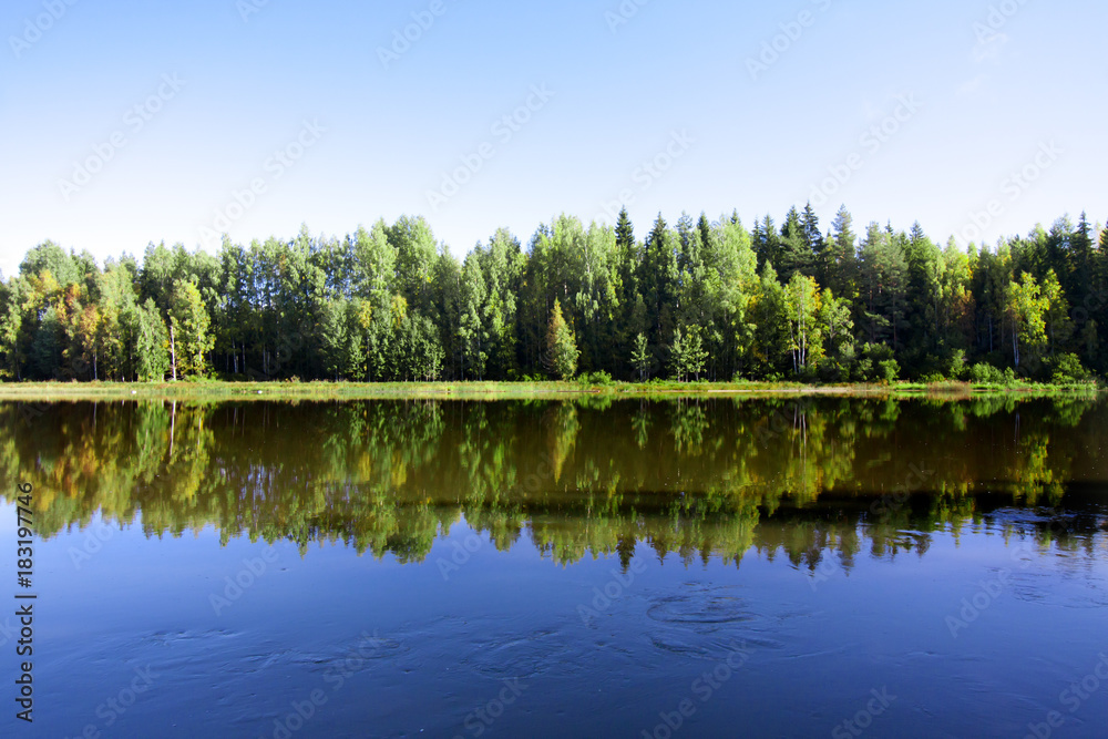 Calm and beautiful Kymijoki river in Finland.
