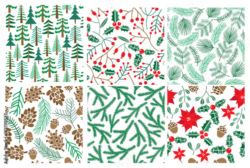 Vector seamless Christmas pattern. Winter holidays background