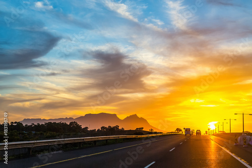 Sunset from road near Cape Town