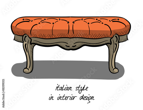 Bedside chair. A banquet in pink and gray colors. Italian style in interior design eps 10 illustration