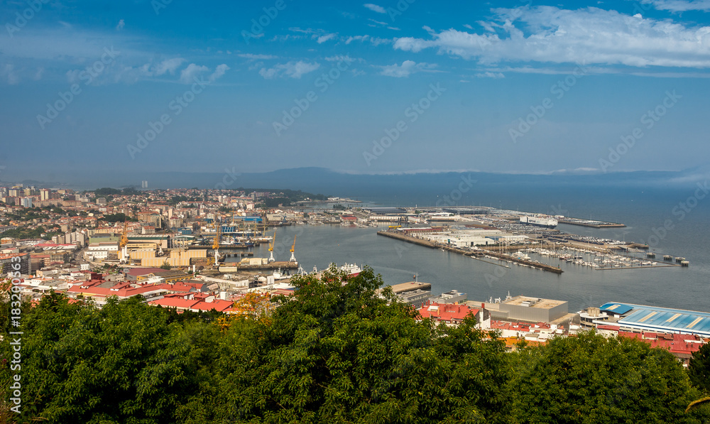 The city of Vigo. View from the observation deck. Landscape of Galicia. Spain.
