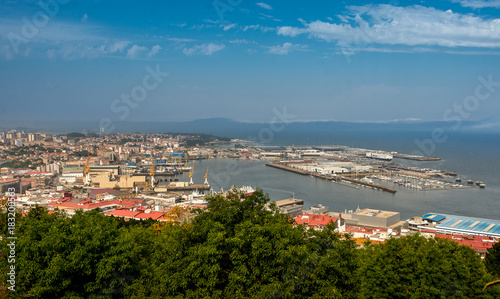 The city of Vigo. View from the observation deck. Landscape of Galicia. Spain.