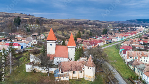 Dealu Frumos fortified church in Transylvania, Romania. photo