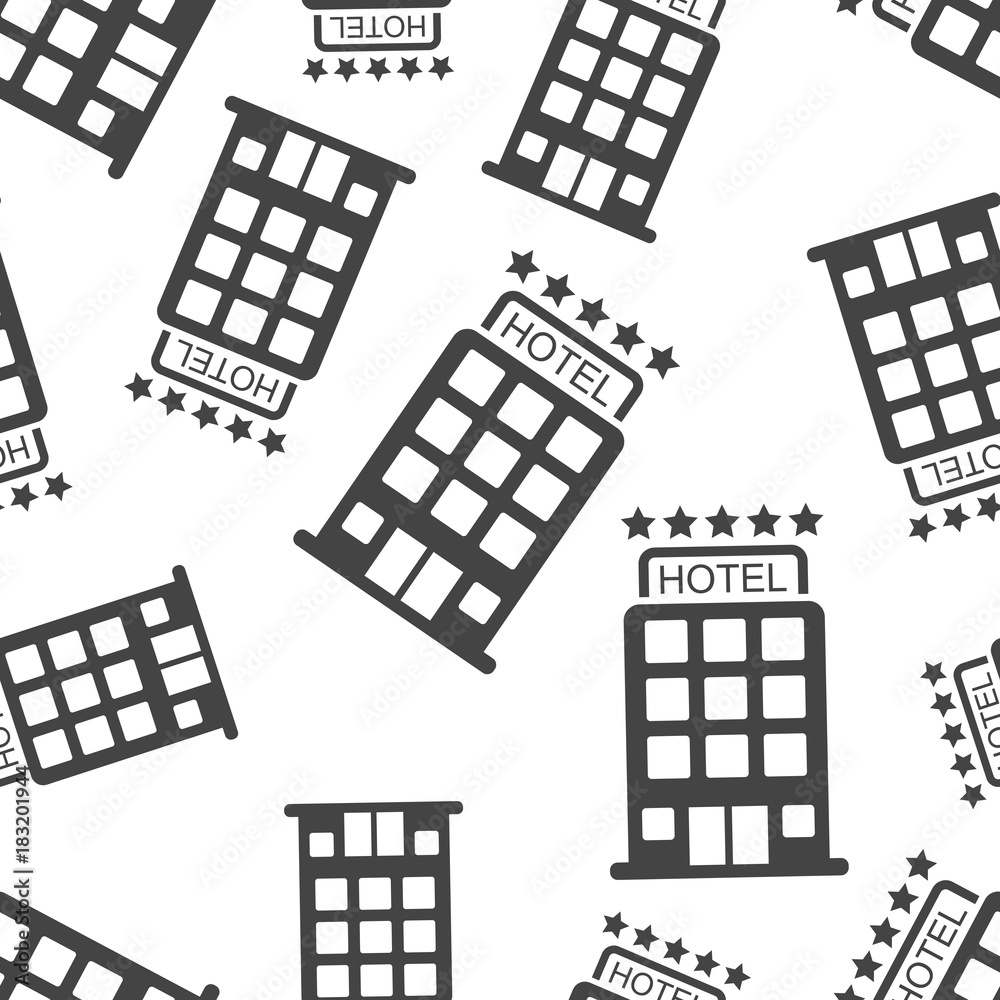 Hotel seamless pattern background. Business flat vector illustration. Hotel sign symbol pattern.