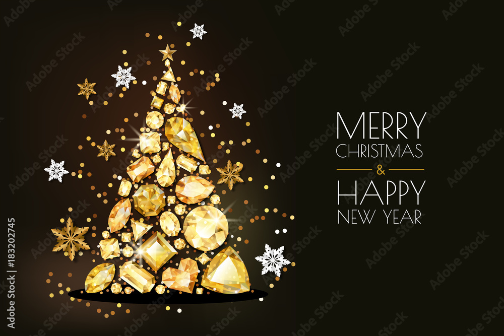 Happy new year 2024. 3d gold numbers with golden Christmas decoration and  confetti on dark background. Holiday greeting card design. 21016774 Vector  Art at Vecteezy