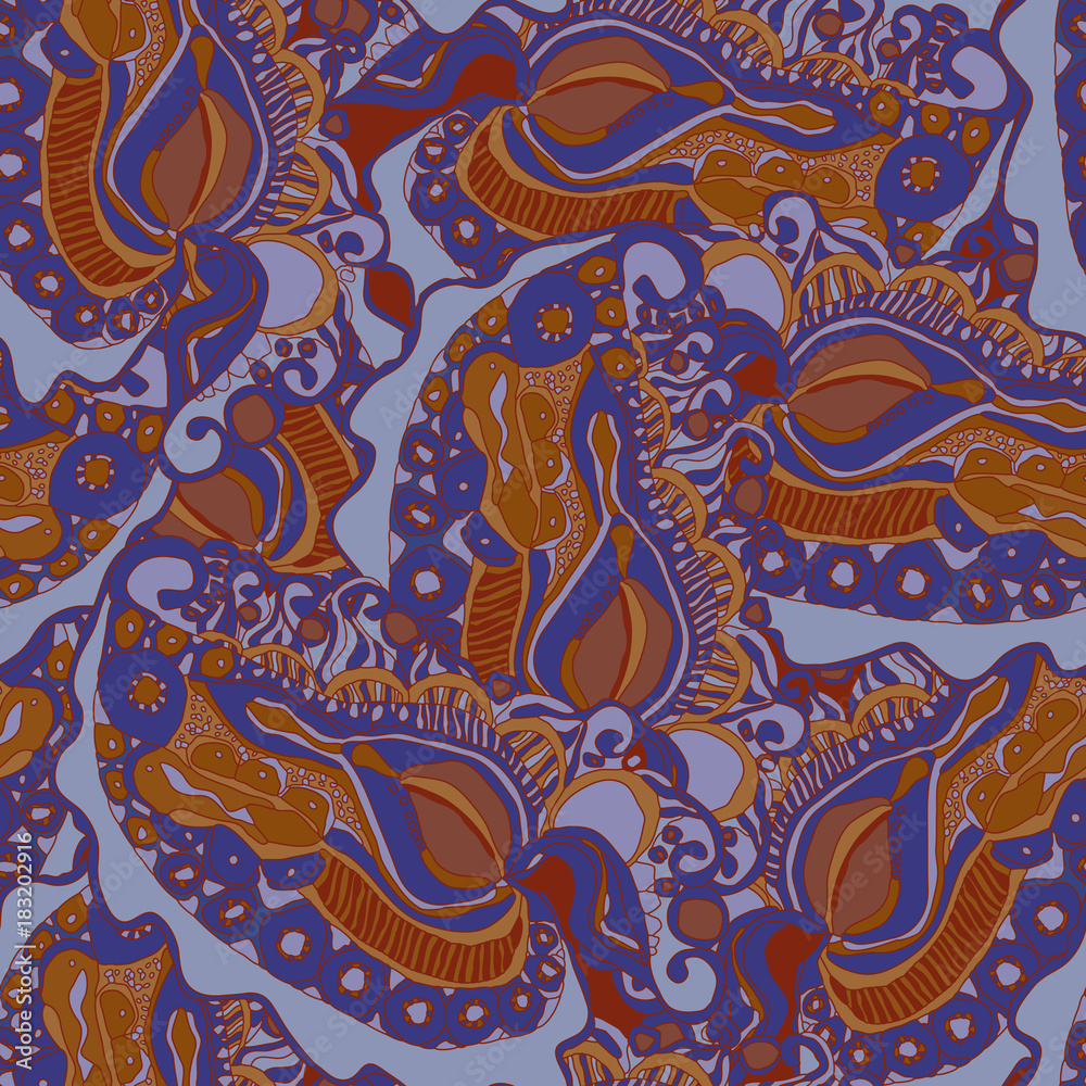 Seamless pattern with abstract fantasy elements. Seamless pattern with abstract fantasy elements.