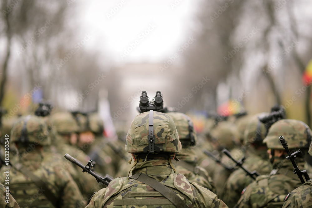 Soldiers take part at a military parade Soldiers take part at a military parade