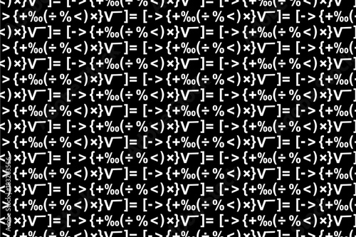 Mathematical symbols - black and white - vector pattern 
