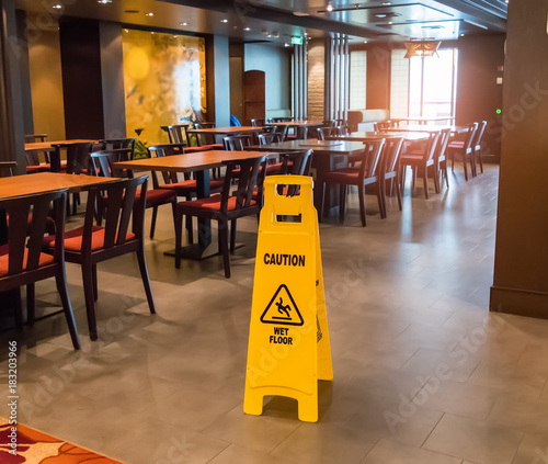 "Caution wet floor" sign