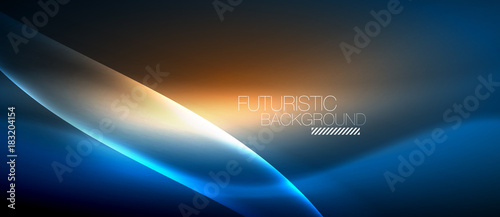 Neon glowing wave, magic energy and light motion background