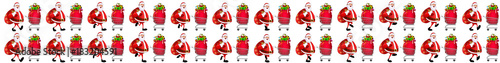 Santa Claus walking Animation with Gifts bag sprite sheet, Christmas Gifts,  Run cycle, Loop animation