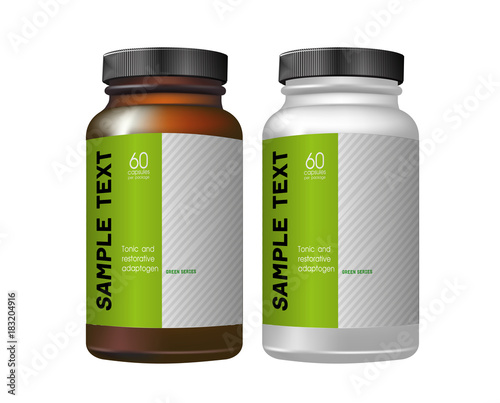 Vector illustration. Dark and white package for medicines on a white background.