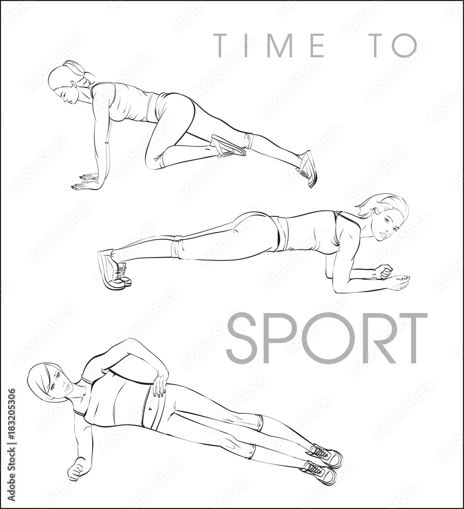 Time to sport. A young athlete performs exercises. Sport and a healthy lifestyle.