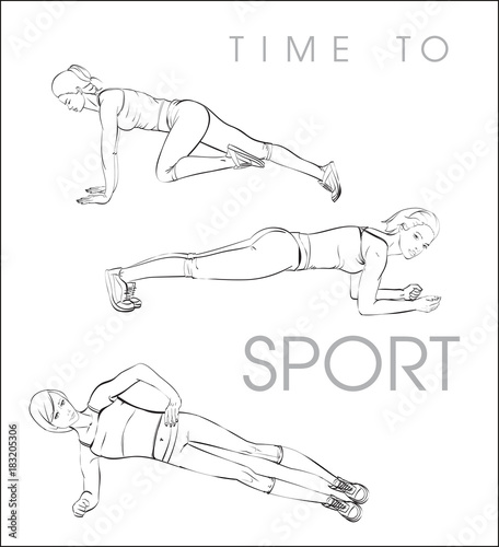 Time to sport. A young athlete performs exercises. Sport and a healthy lifestyle.