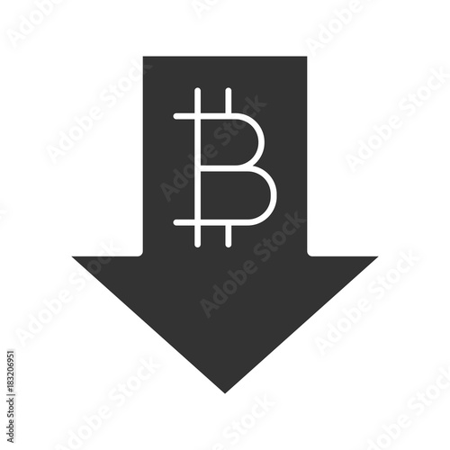 Bitcoin rate falling glyph icon