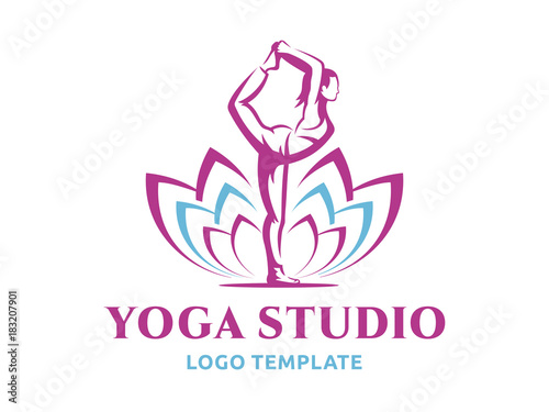 Yoga logo - vector illustration, emblem design on white background