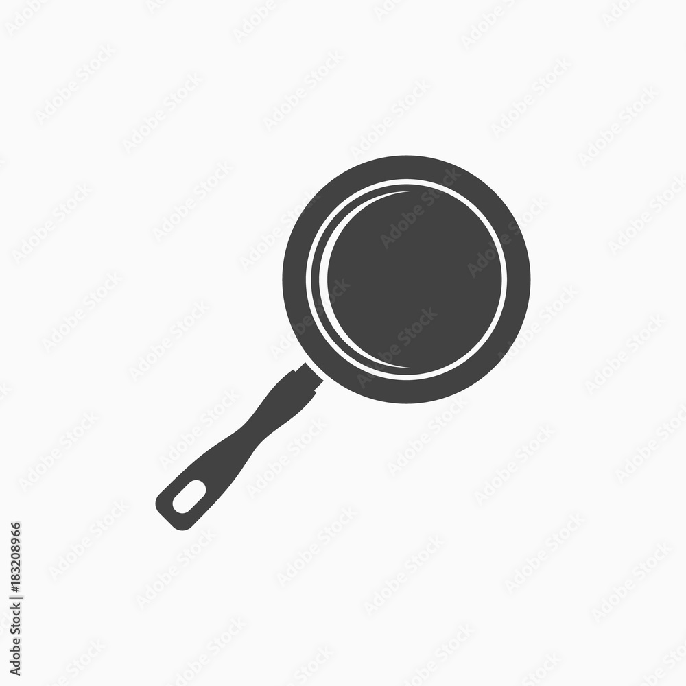Frying pan monochrome icon. Vector illustration. Frying pan monochrome icon. Vector illustration.
