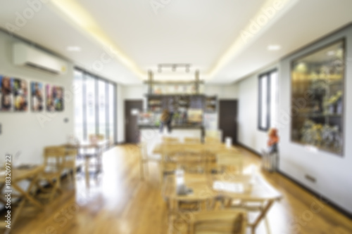 Blur image of coffee shop or restaurant or café. © Wuttisit