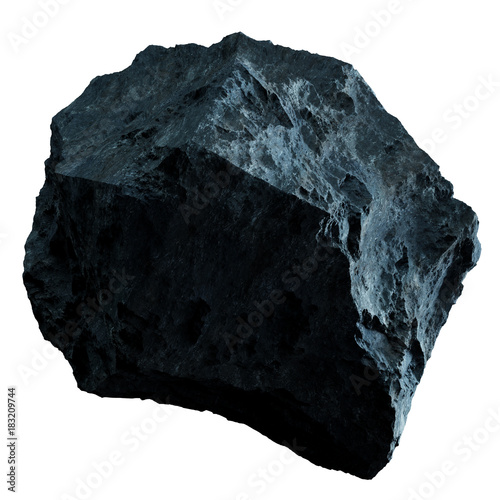 Dark rock asteroid isolated 3D rendering