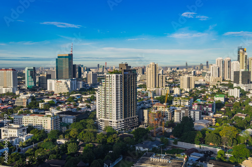 High rise Cityscape Bangkok skyline in Thailand, Bangkok is metropolis and favorite place for tourists in South East Asia, Panoramic and perspective High angle view of Business city