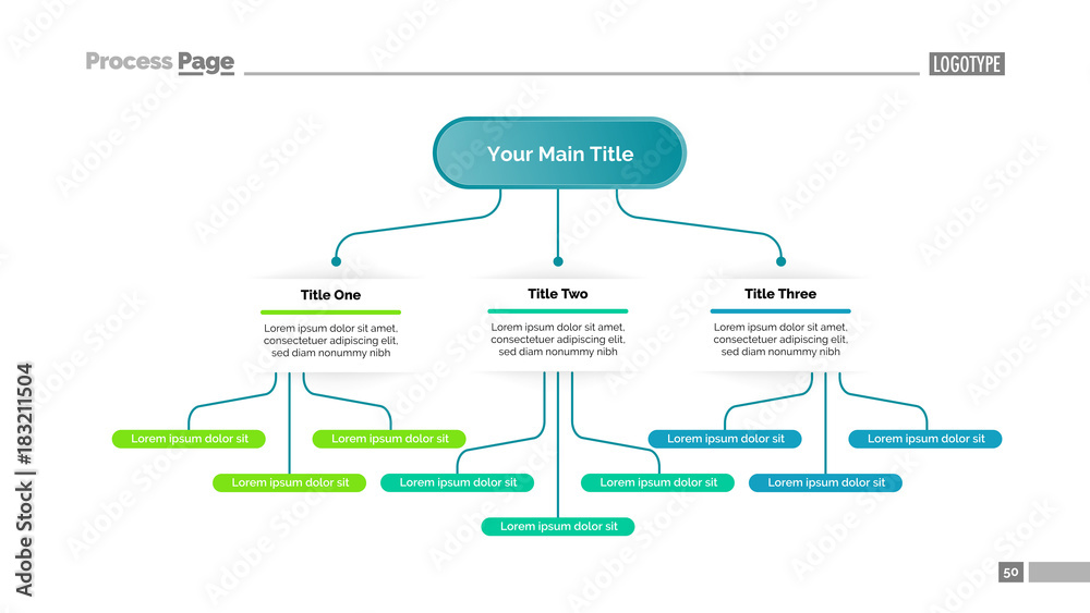 Tree Chart with Three Elements Template Stock Vector | Adobe Stock