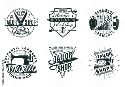 Monochrome Vintage Tailor Shop Logos Set