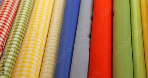 kinds of cloth for sale in a haberdashery shop