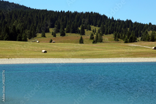 Картината върху платно landscape with alpine lake with clear water